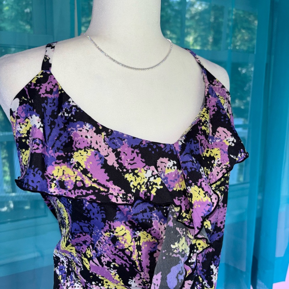 GAP Vintage 2011 Size XXL Sleeveless Floral Print Blouse with Front Ruffle - Picture 2 of 7